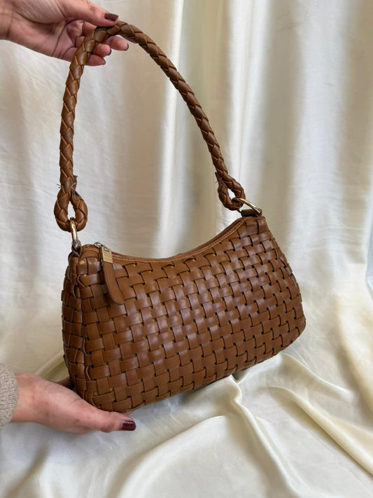 NINE WEST LEATHER WOVEN BAG