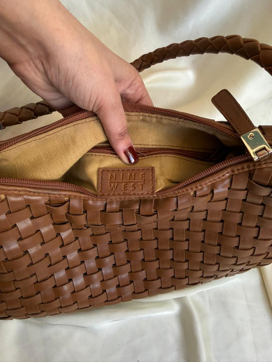 NINE WEST LEATHER WOVEN BAG